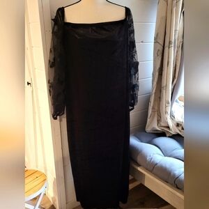 Wdirara Sheer Butterfly Bishop Sleeve Sheath Dress Size 4X